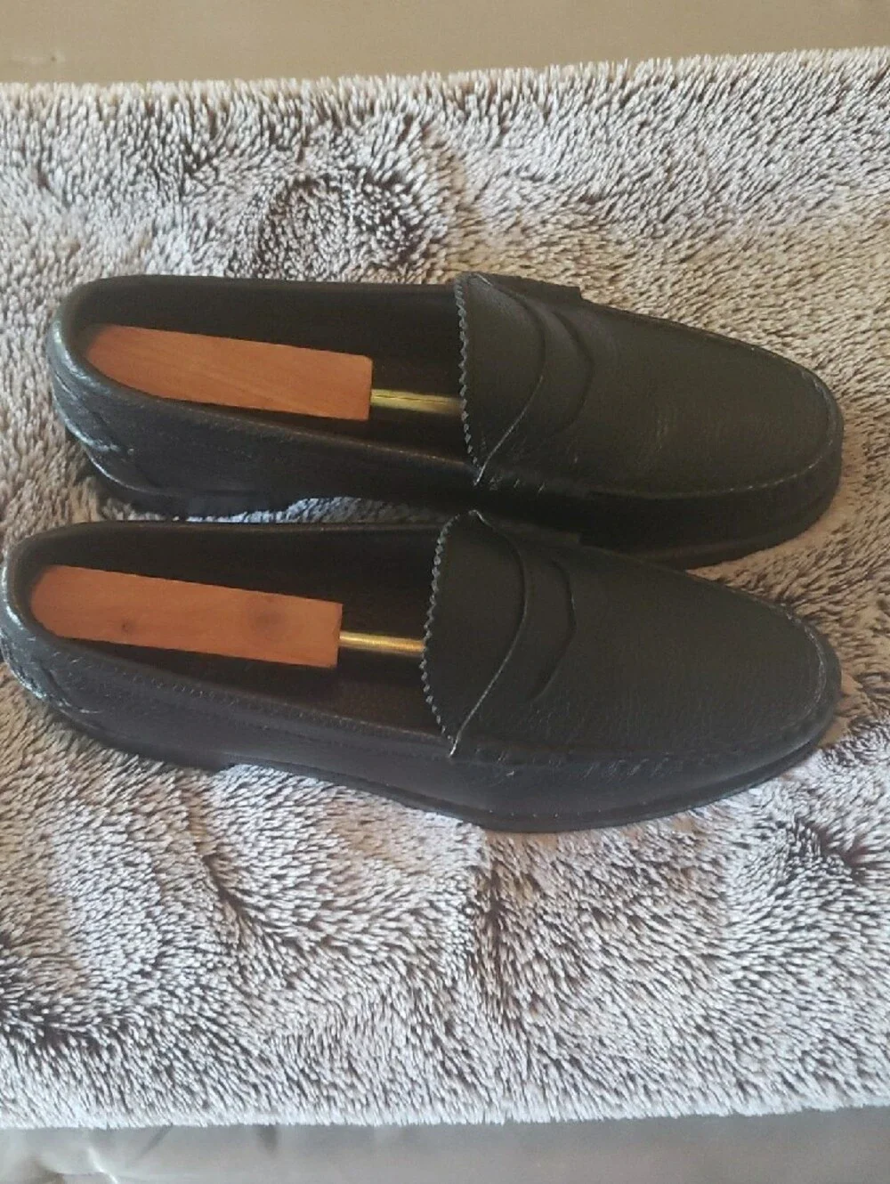 Brooks Brothers Black Pebbled Leather Penny Loafers